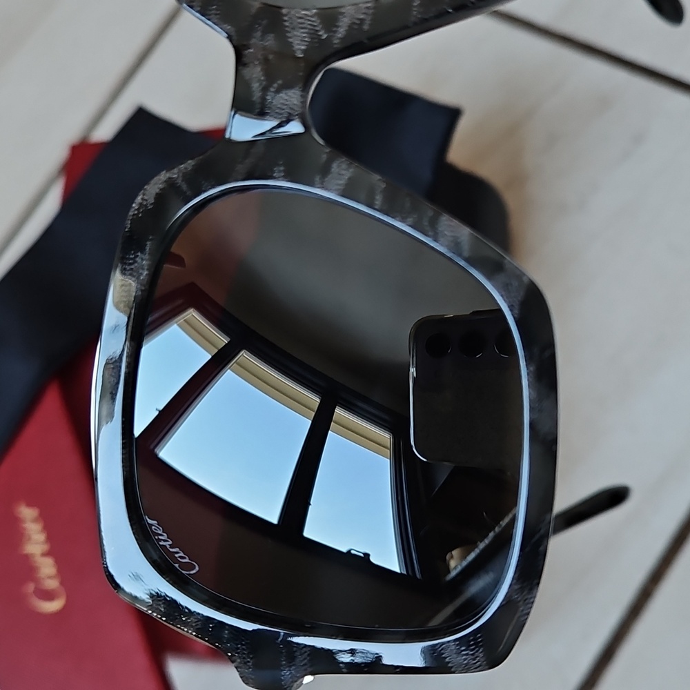 💸SOLD💸 NWT Panthère de Cartier Havana  Sunglasses Silver Black 🐆 - Picture 3 of 8